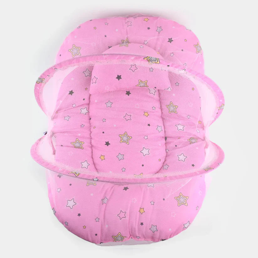 Baby Mosquito Bed with Net – Soft Cotton Mattress & Pillow | Newborn to 12 Months