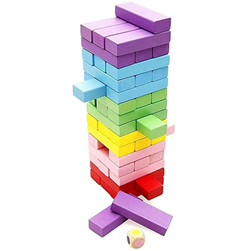 Classic Wooden Tower Game – 54 Multicolor Jenga Blocks for Kids