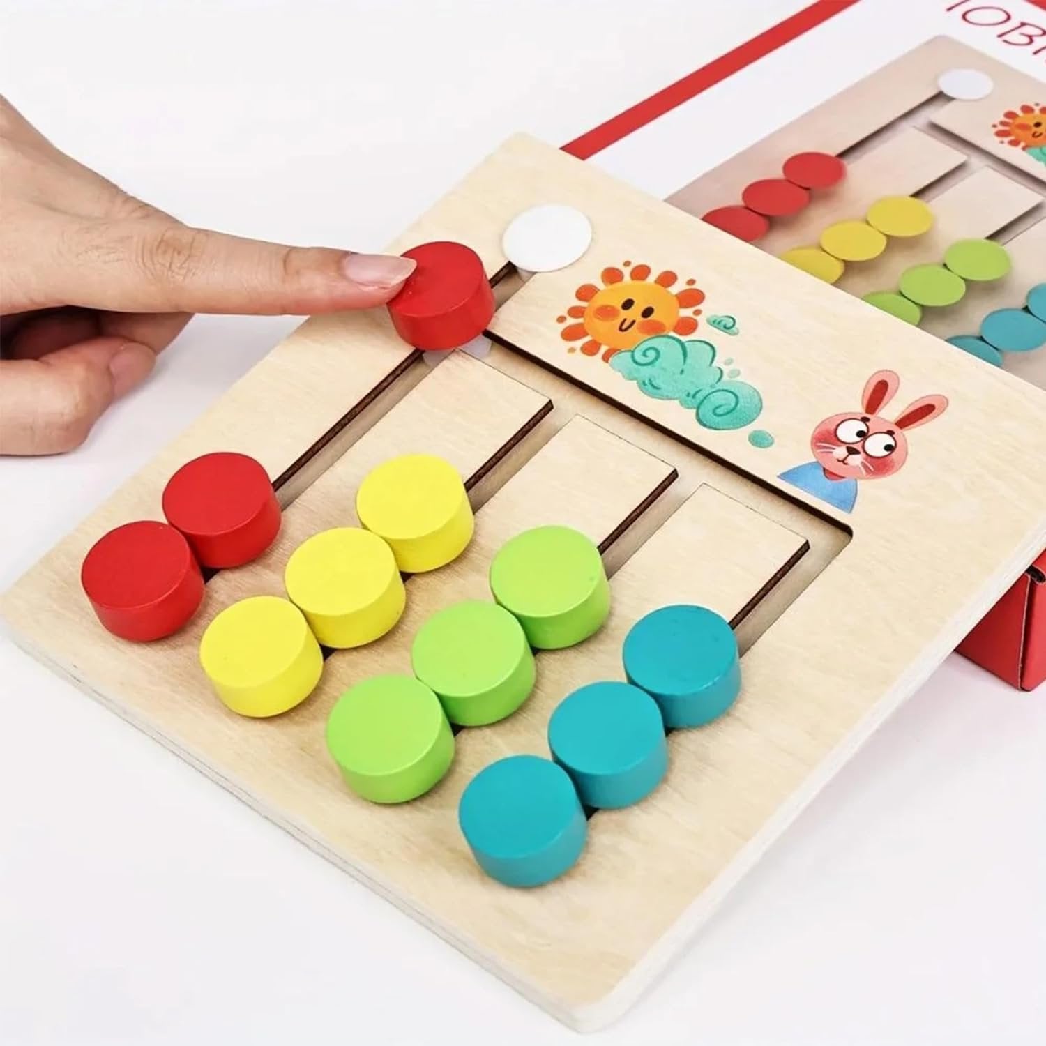 Montessori Educational Wooden Circle Game- Wooden 4 Color Logic Game