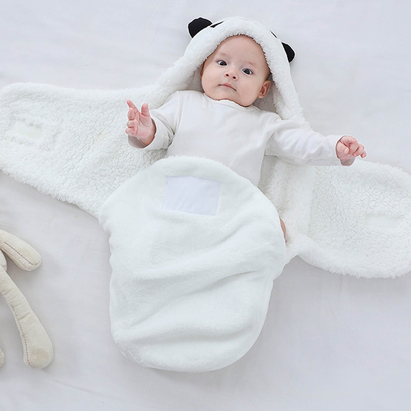 Baby Swaddle Blanket with Hood – Cute Panda Fleece Wrap