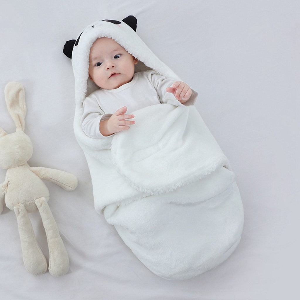 Baby Swaddle Blanket with Hood – Cute Panda Fleece Wrap