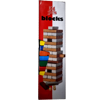 Classic Wooden Tower Game – 54 Multicolor Jenga Blocks for Kids
