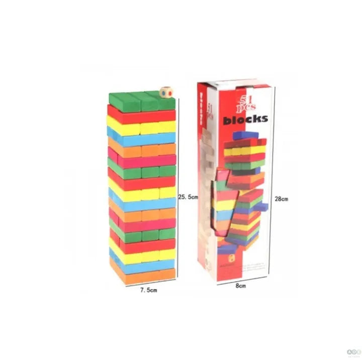 Classic Wooden Tower Game – 54 Multicolor Jenga Blocks for Kids