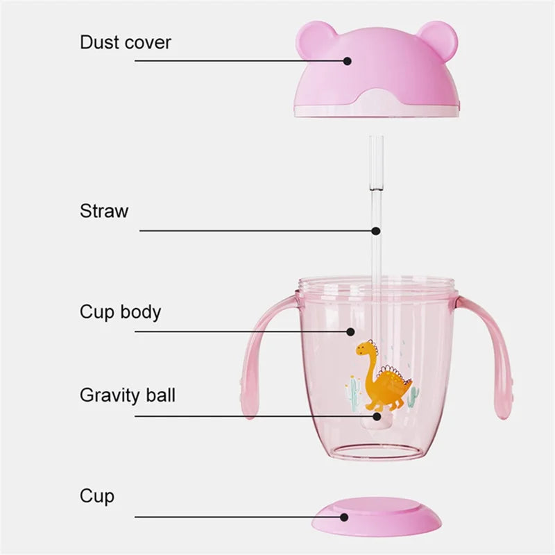 Baby Straw Training Sipper Cup with Handles – Pink | 300ml