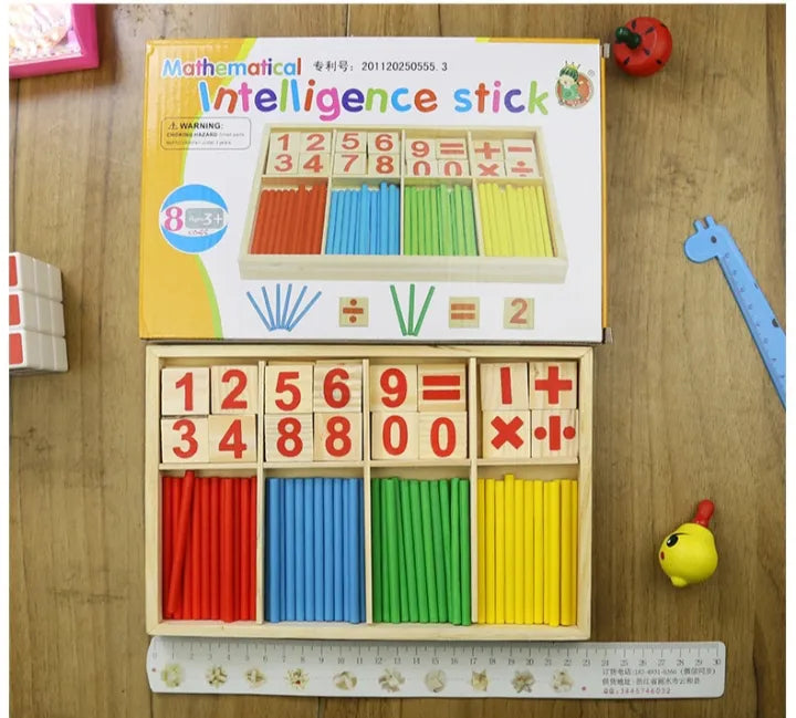 Wooden Math Learning Sticks – Educational Numbers Toy for Kids