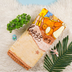 Winter Baby Blanket – Double Ply Plush, Soft & Cozy, Brown Teddy Bear Design