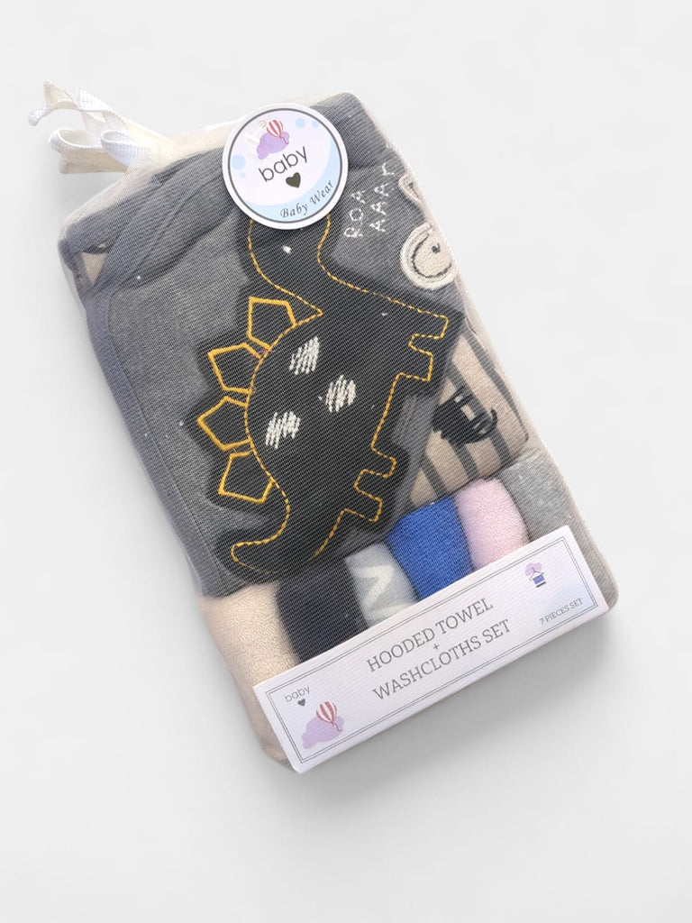 Baby Bath Towel Set 7 Pieces, Hooded Towels & Wash Clothes for Newborns