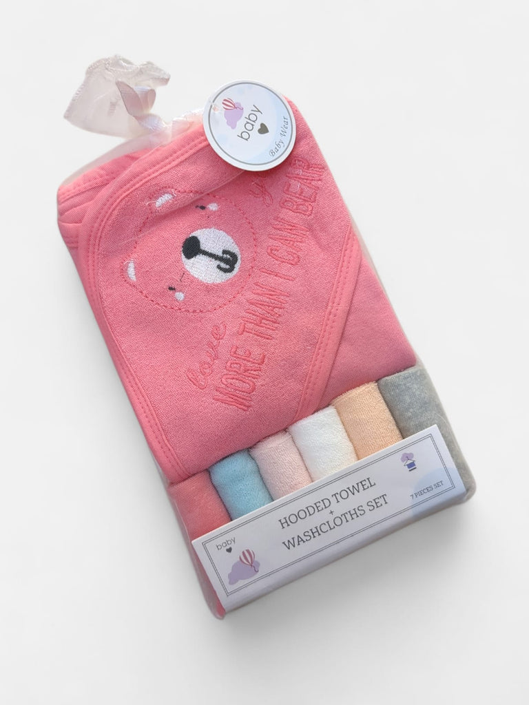 Baby Bath Towel Set 7 Pieces, Hooded Towels & Wash Clothes for Newborns