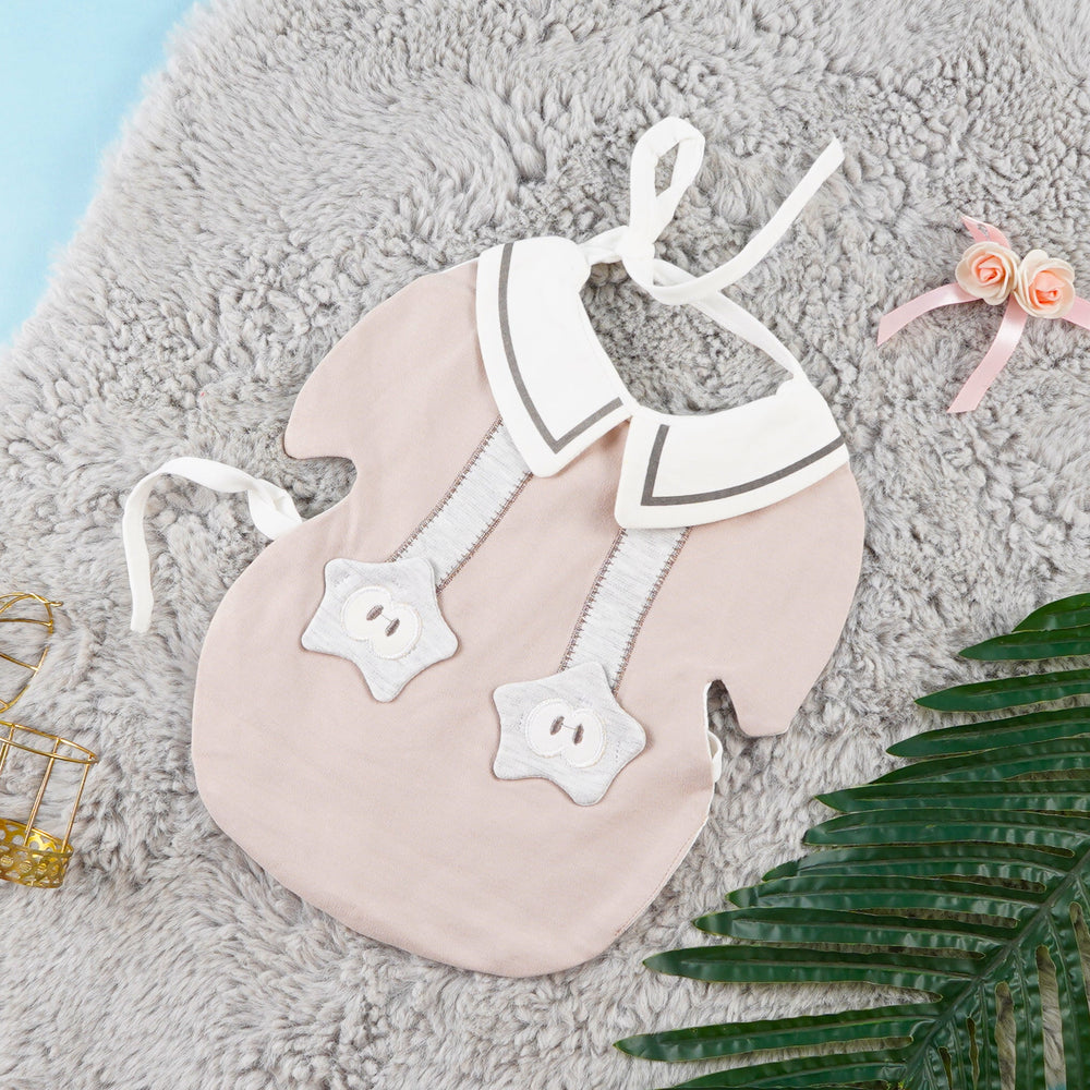 Baby Apron Bibs Pack of 2 – Grey Star, Soft & Waterproof Feeding Bibs