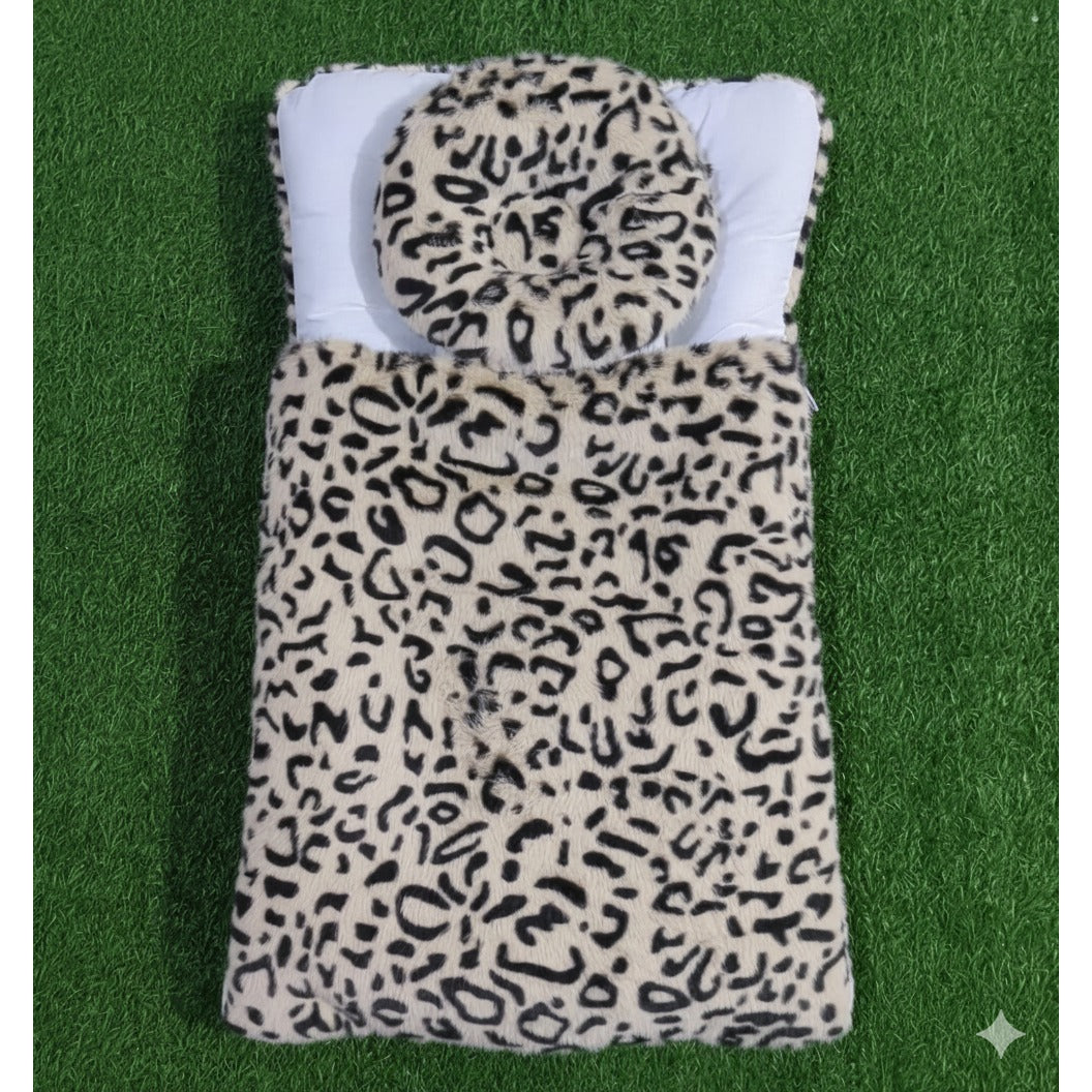 Baby Cheetah Print Carry Nest Winter   – Soft & Cozy Sleeping Bag