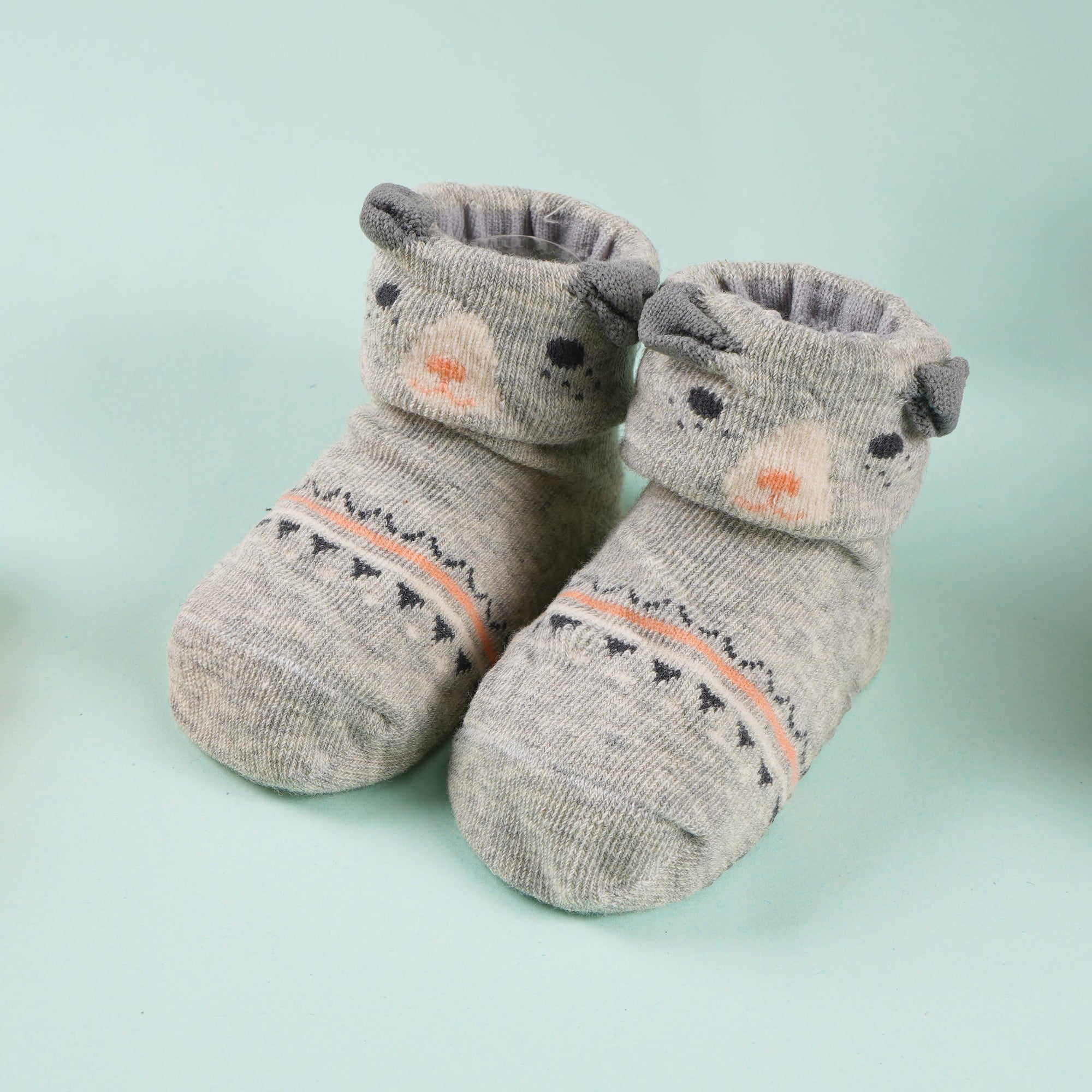 Baby Newborn Cat Design Socks – Grey | Sunshine