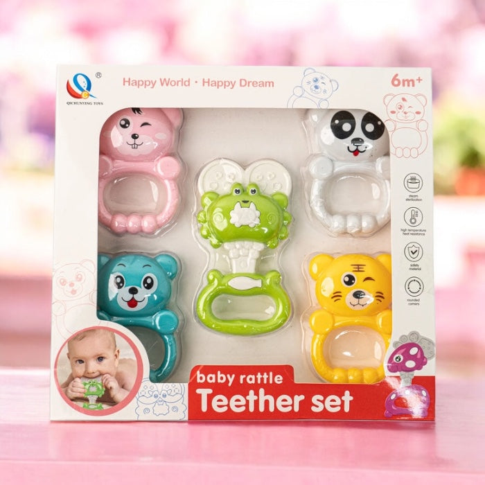 Baby Rattle Teether Set – Safe, Colorful & Soothing Toys for Infants