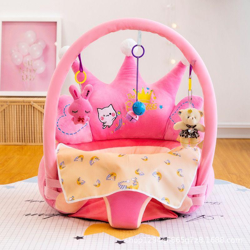 Baby Sofa Support Seat – Plush Crown Floor Chair with Toys