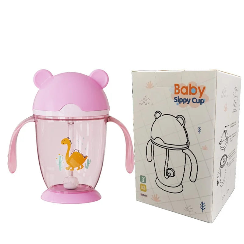 Baby Straw Training Sipper Cup with Handles – Pink | 300ml