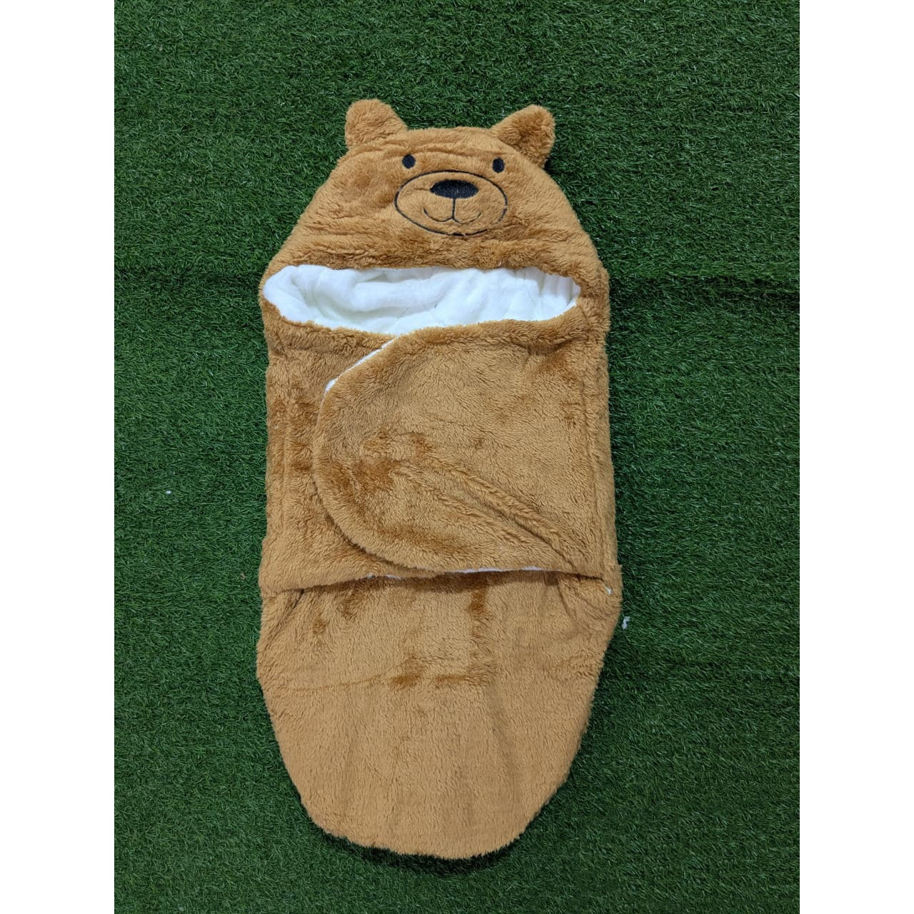 Baby Swaddle Blanket – Brown Teddy Fleece Winter Wrap