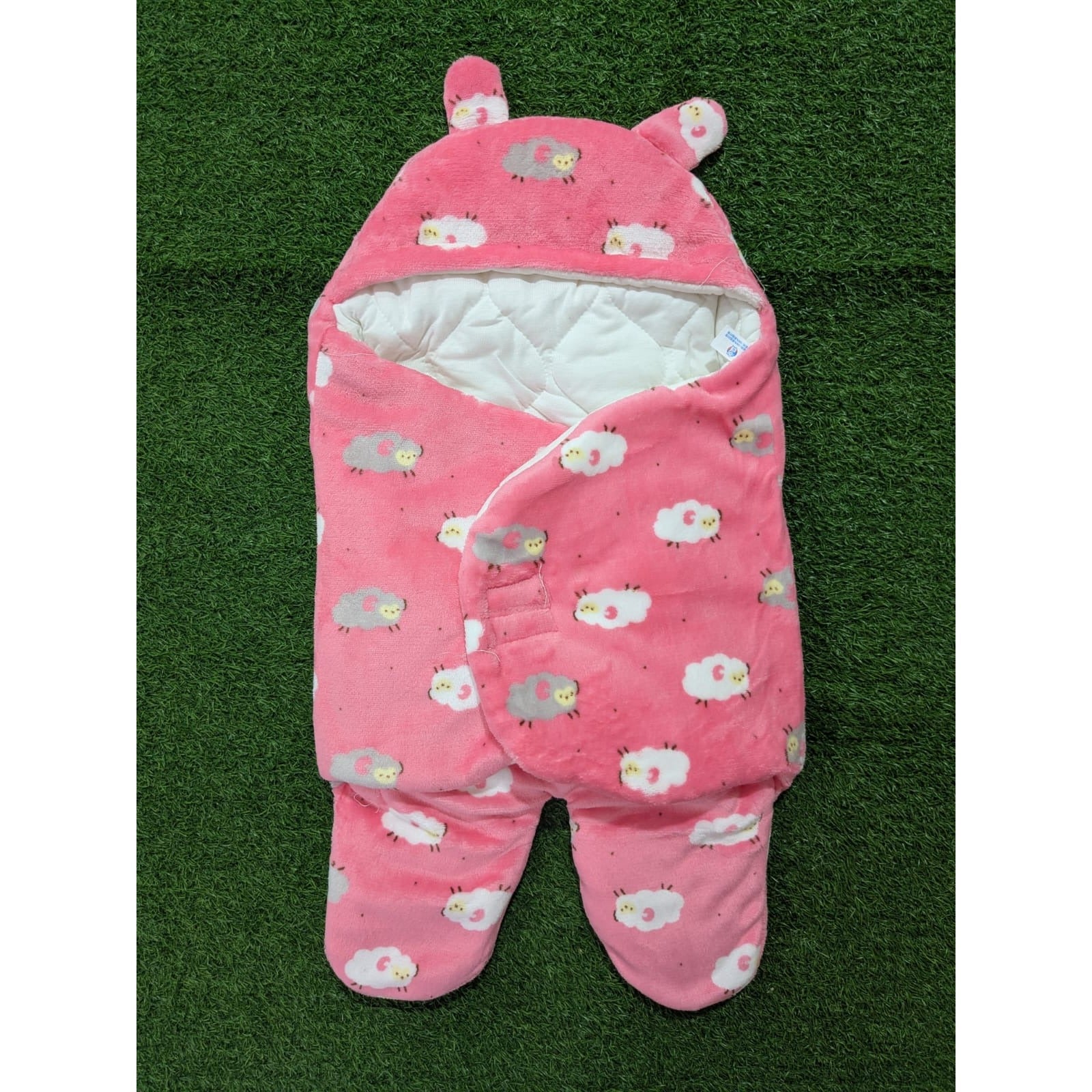 Baby Swaddle Wrap with Ears – Pink Sheep Fleece Sleeping Bag