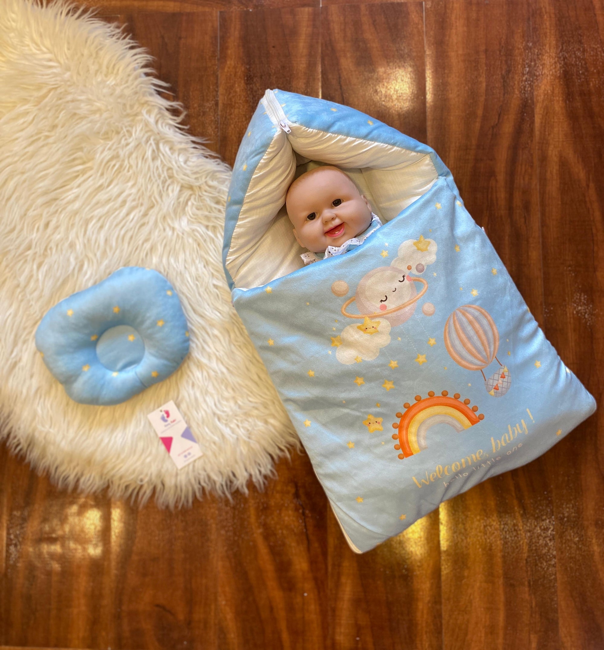 Newborn Velvet Sleeping Bag – Printed Baby Carry Nest for Comfort