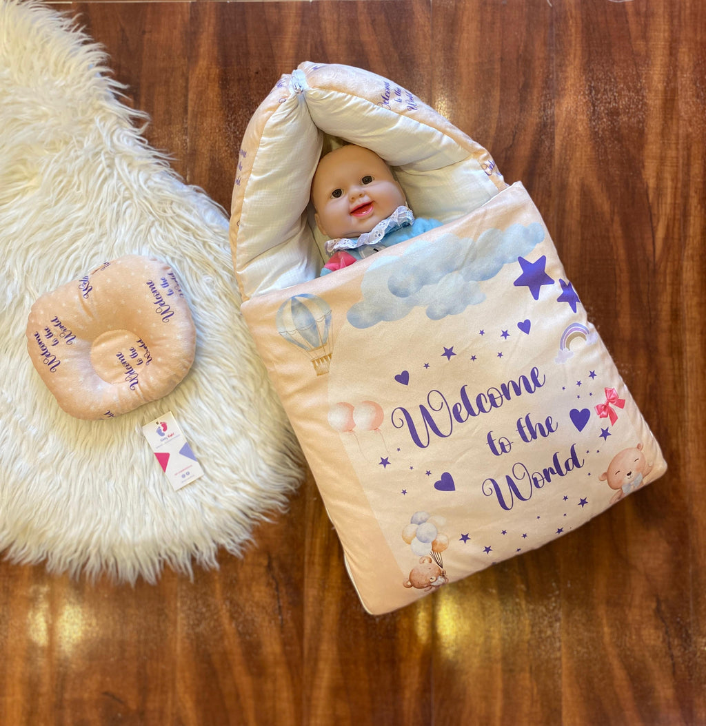 Newborn Velvet Sleeping Bag – Printed Baby Carry Nest