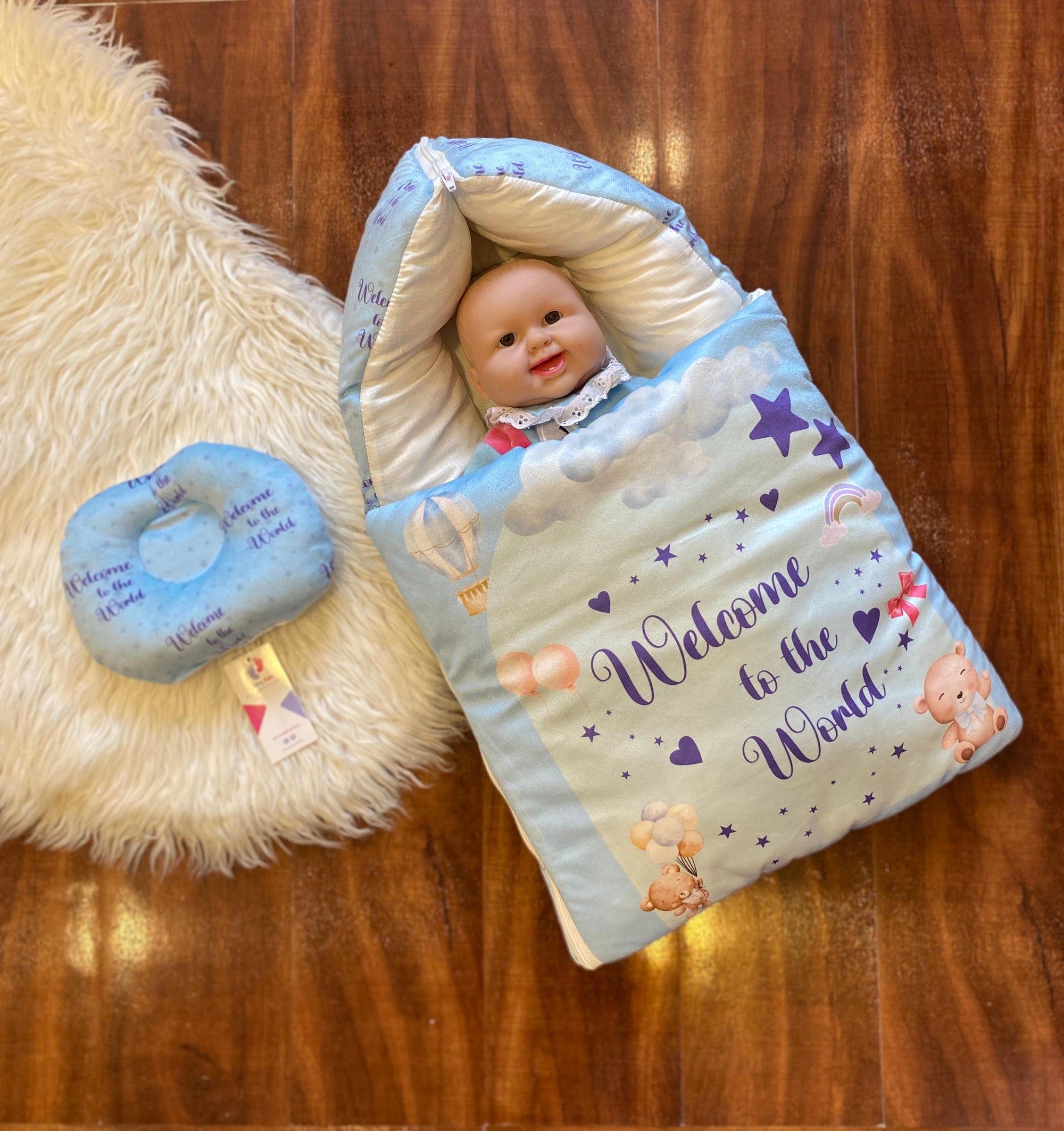 Newborn Velvet Sleeping Bag – Printed Baby Carry Nest