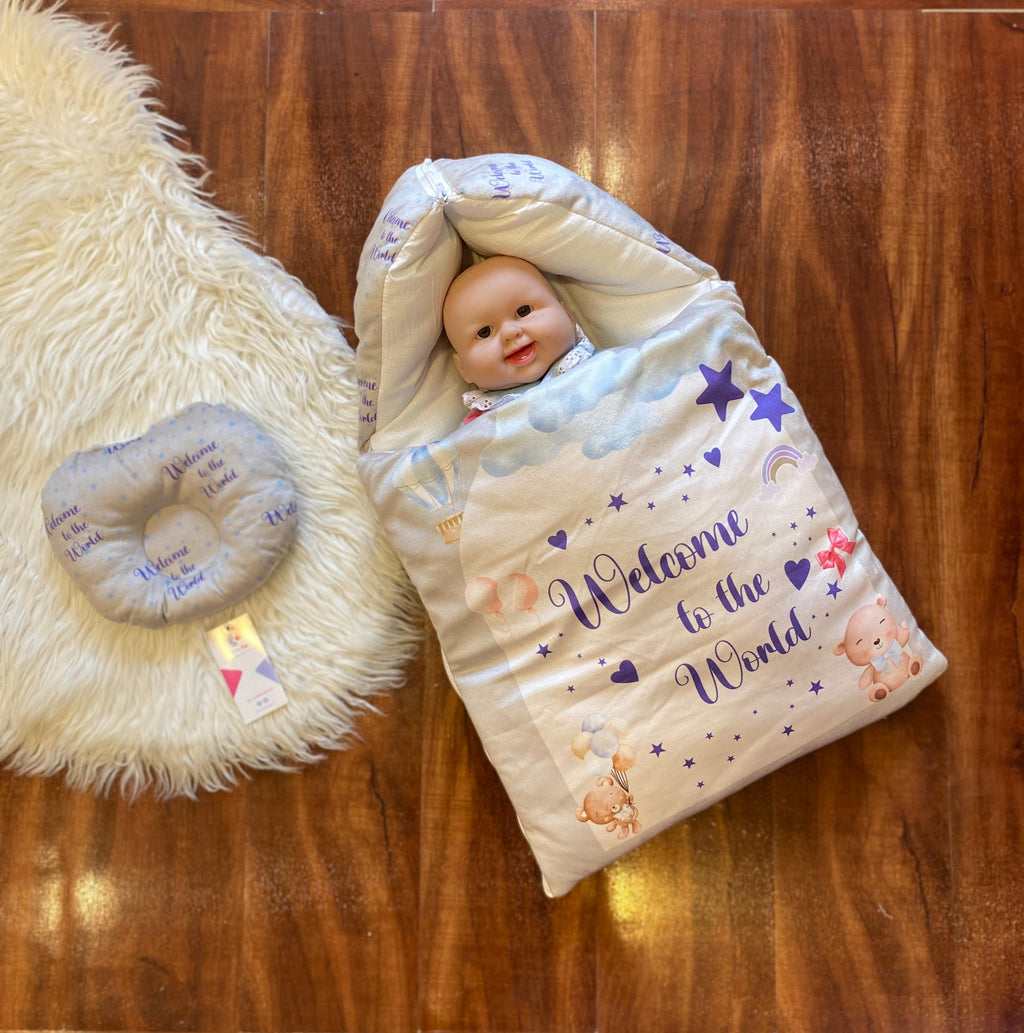 Newborn Velvet Sleeping Bag – Printed Baby Carry Nest