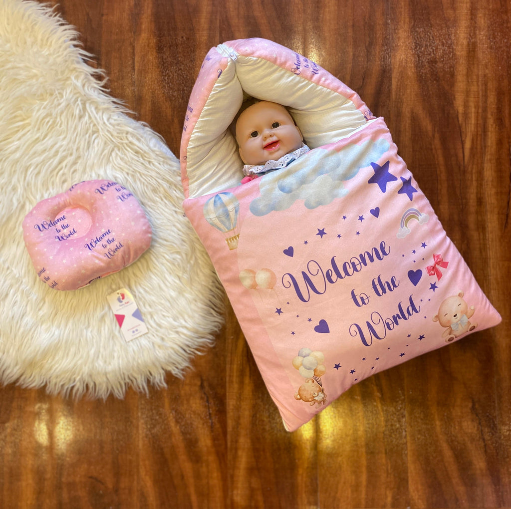 Newborn Velvet Sleeping Bag – Printed Baby Carry Nest
