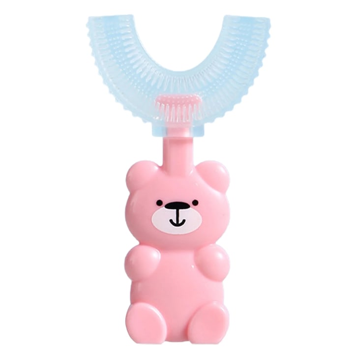Bear Hug Kids U-Shaped Toothbrush | 360° Food-Grade Silicone | Fun Bear Design for Ages 2–6