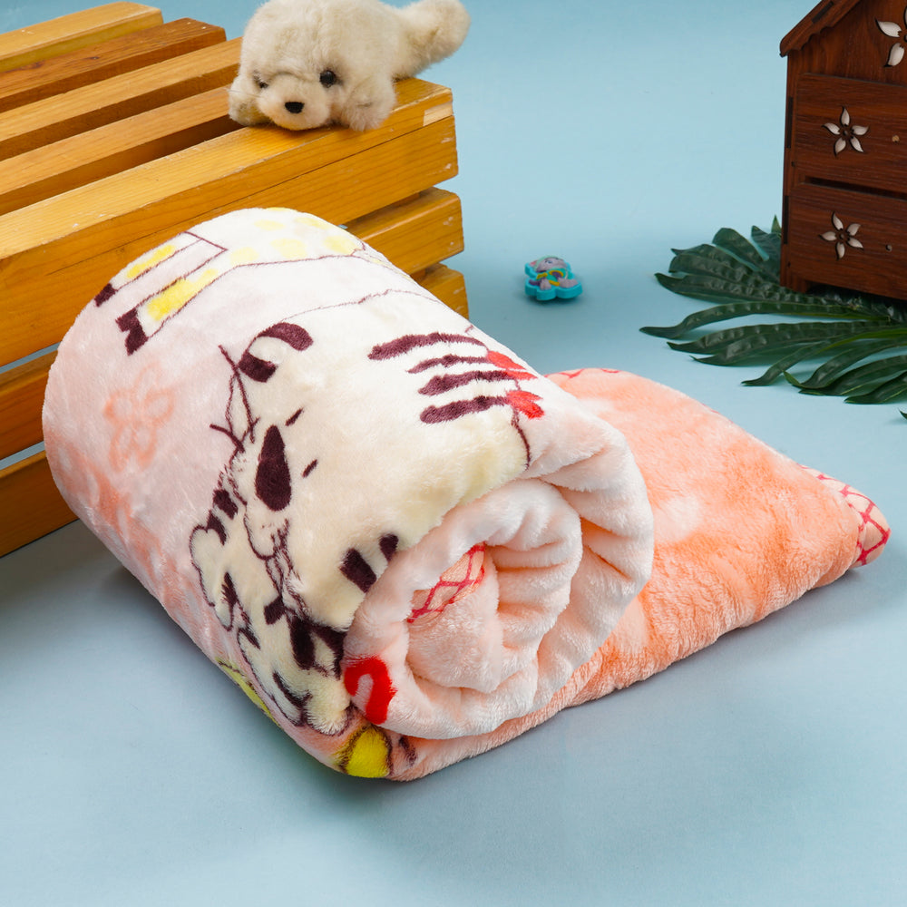 Winter Baby Blanket – Double Ply Plush, Soft & Cozy, Pink Cat Design