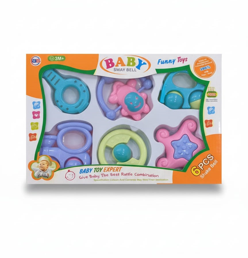 6-Pack Baby Rattle Toy Set | Non-Toxic Sensory Toys for Newborns 0-12 Months | BPA-Free Infant Development Gift