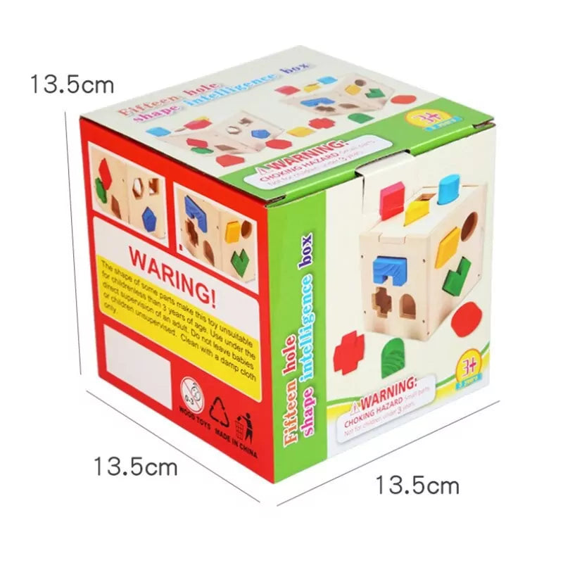 Fifteen Hole Shape Intelligence Box | Wooden Educational Toy for Kids