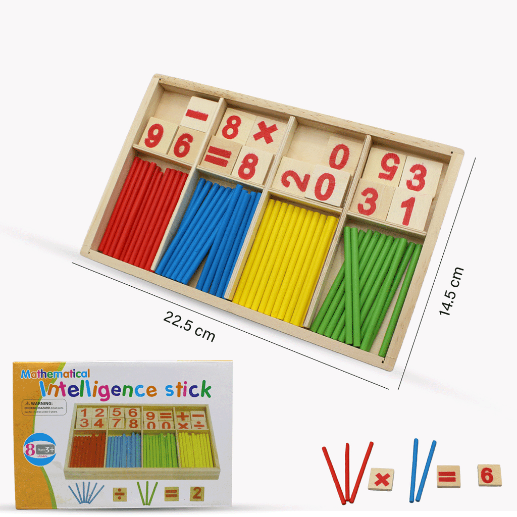 Wooden Math Learning Sticks – Educational Numbers Toy for Kids