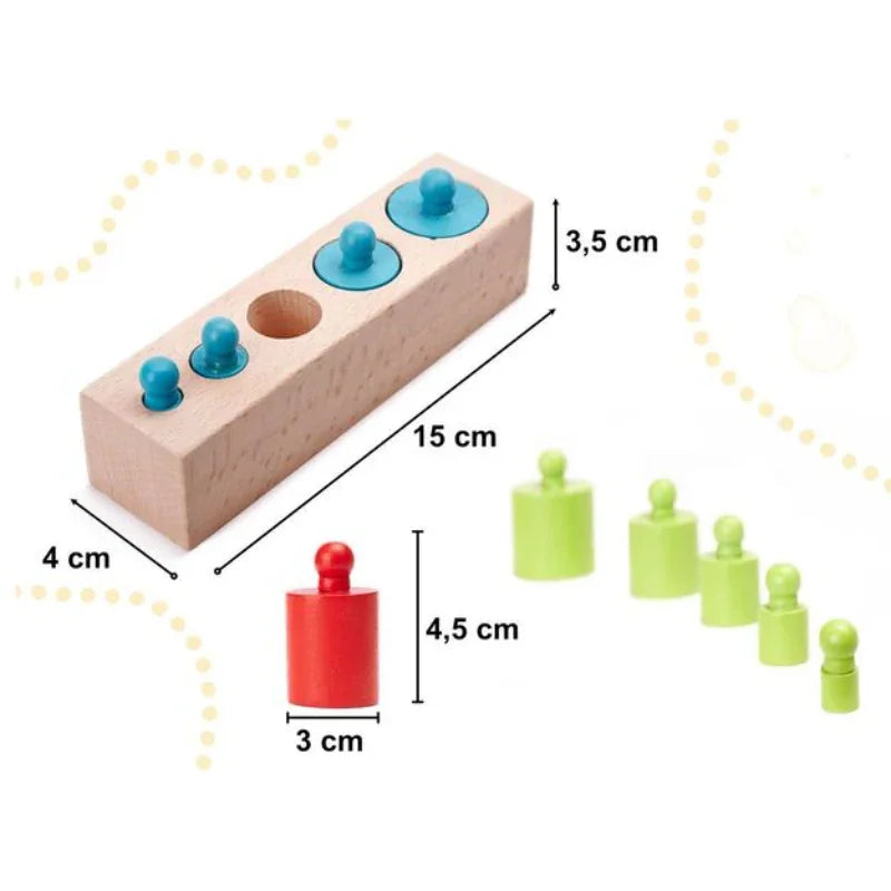 Knobbed Cylinder Blocks Montessori Colored Wooden Educational Toy