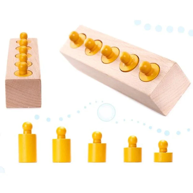 Knobbed Cylinder Blocks Montessori Colored Wooden Educational Toy