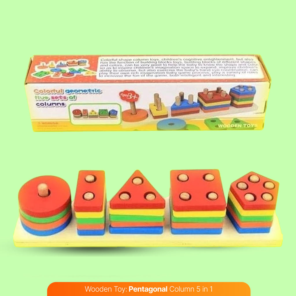 Pentagonal Stacking Blocks – 5-in-1 Educational Toy for Kids