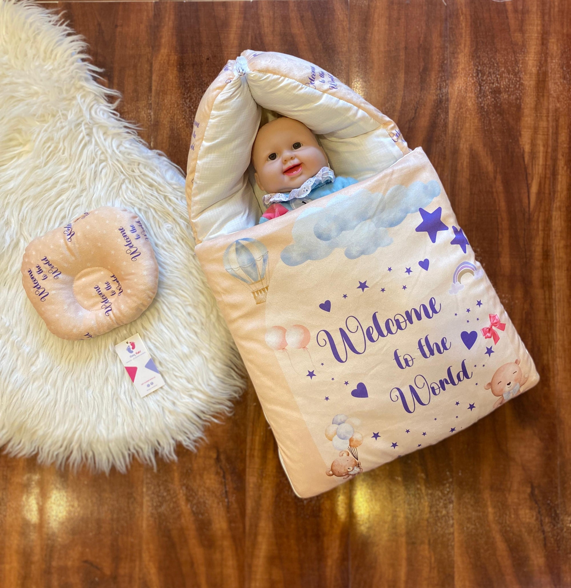 Newborn Velvet Sleeping Bag – Printed Baby Carry Nest