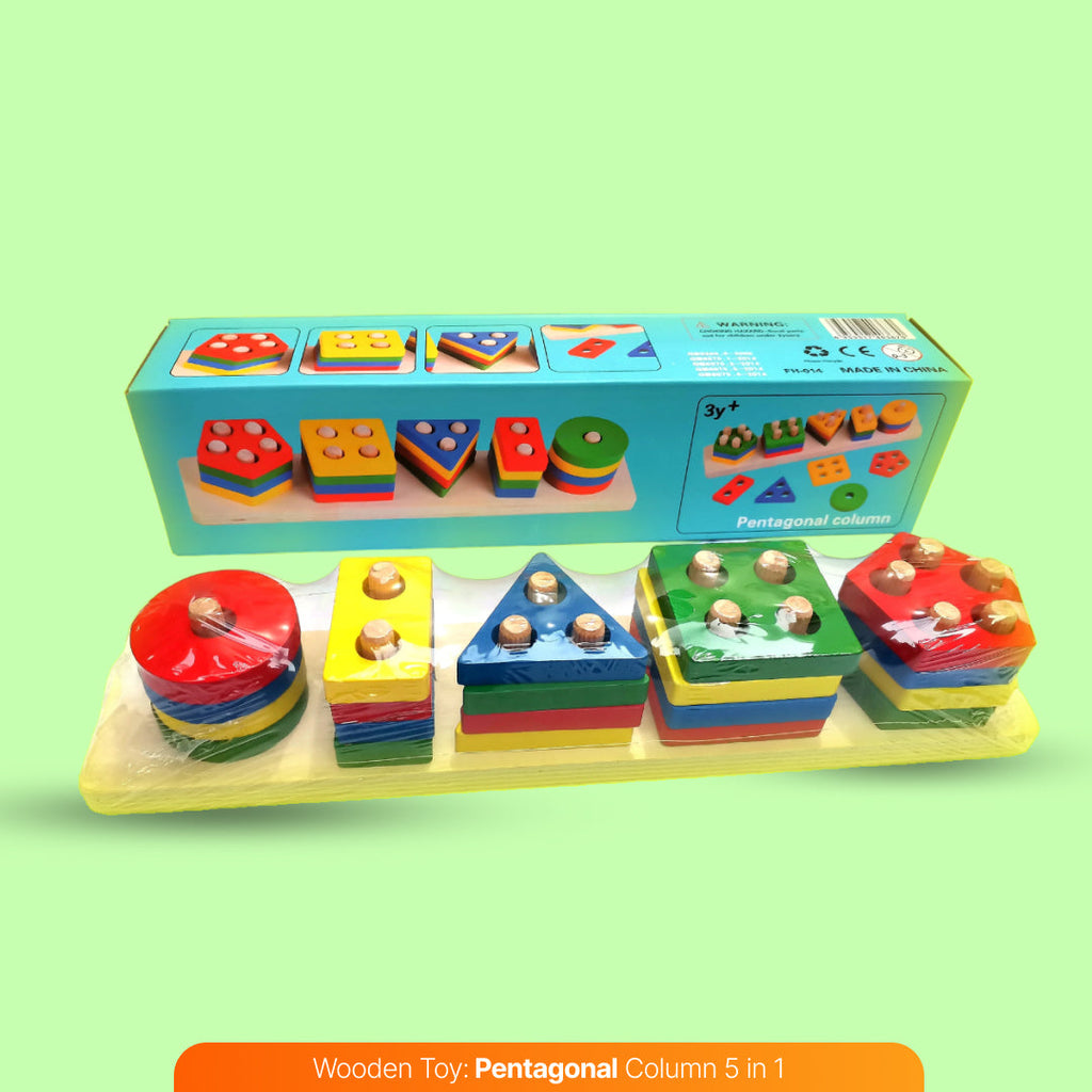 Pentagonal Stacking Blocks – 5-in-1 Educational Toy for Kids