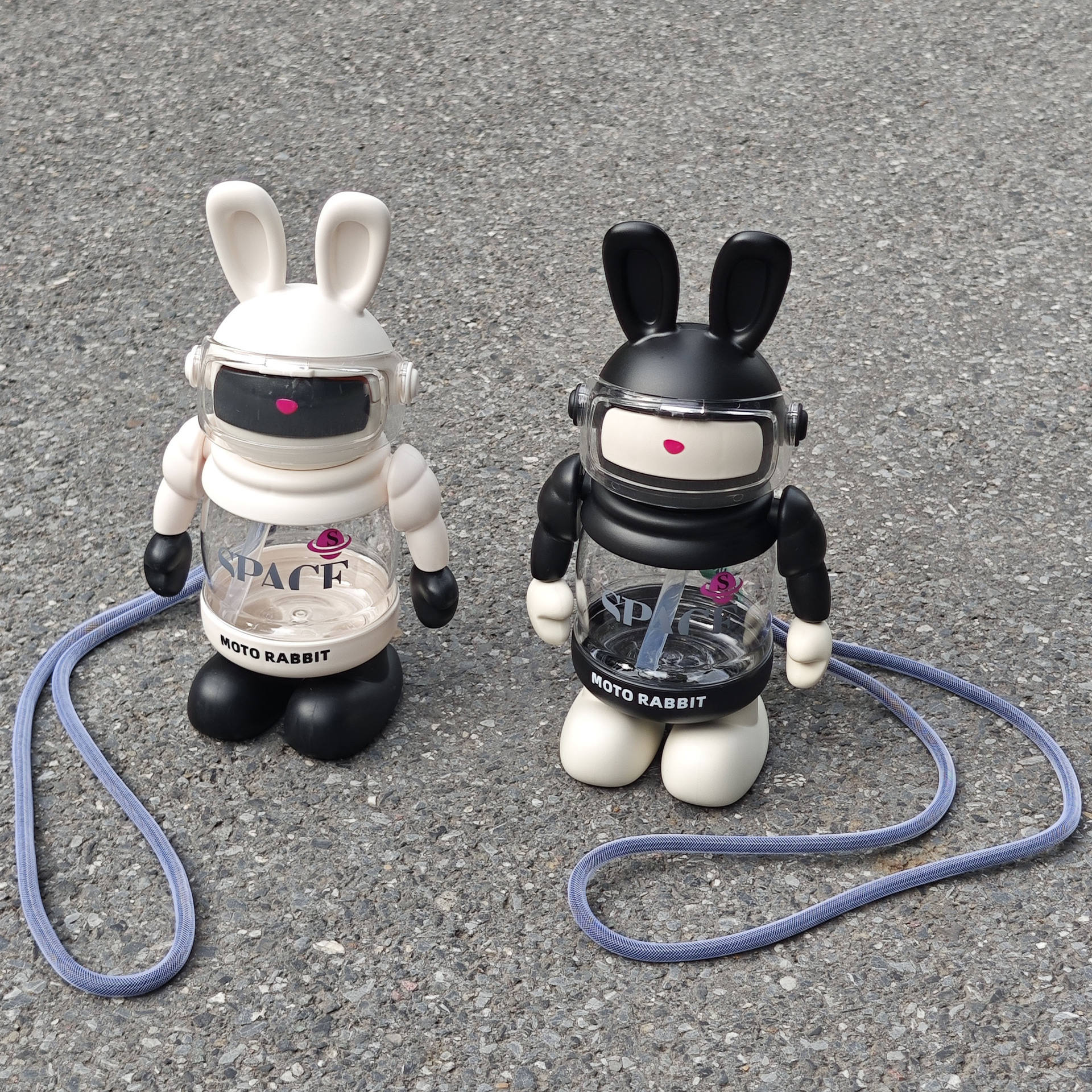 Cartoon Rabbit Water Bottle – Large Kids Straw Cup for School & Travel