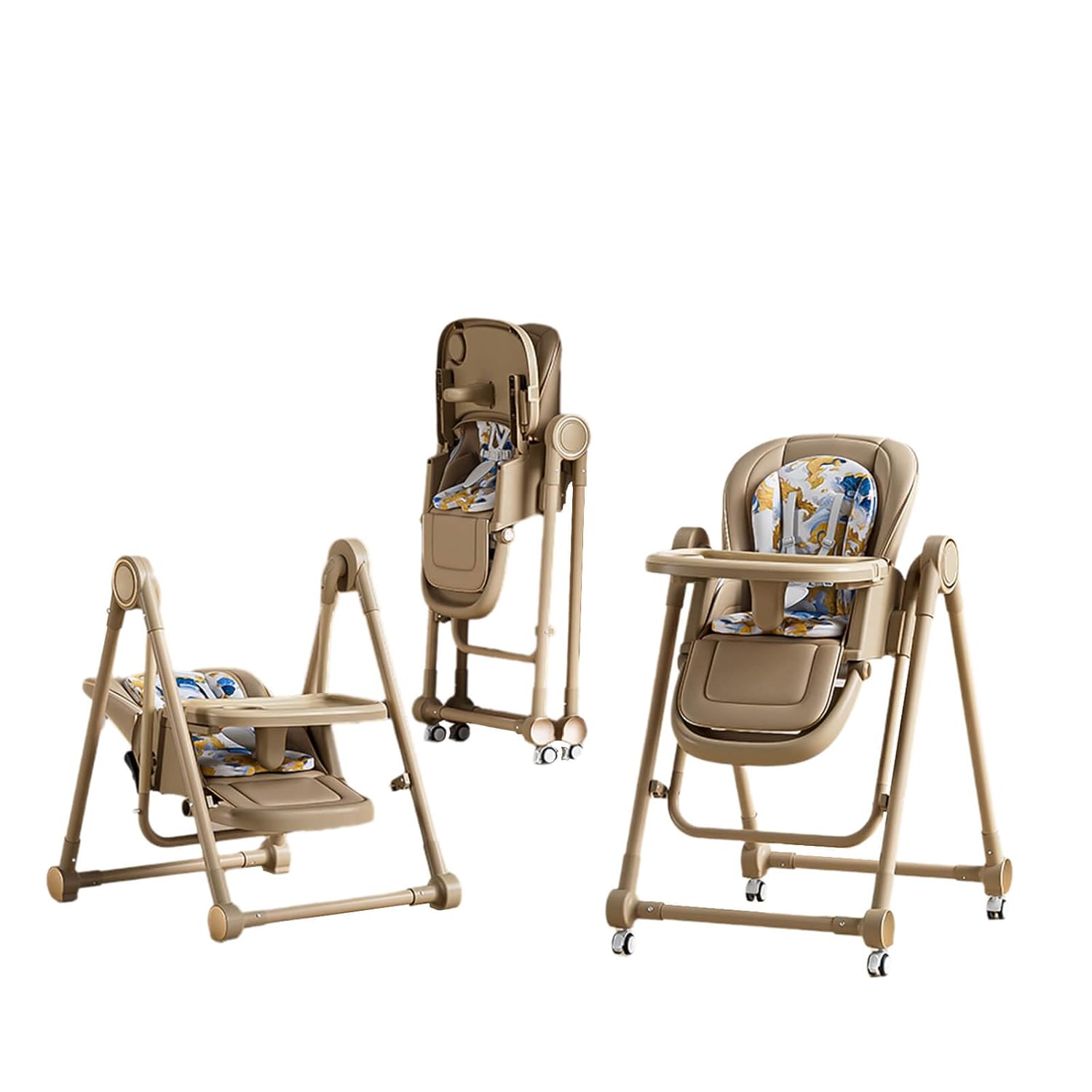 Baby Rocking Swing Dining High Chair – Brown
