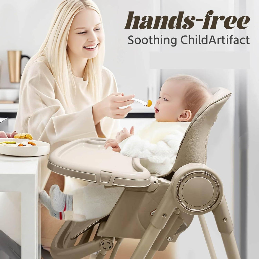 Baby Rocking Swing Dining High Chair – Brown