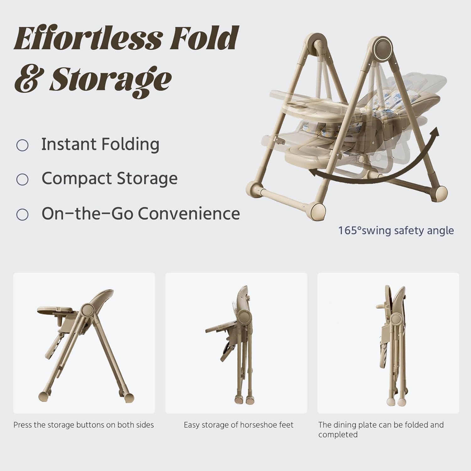 Baby Rocking Swing Dining High Chair – Brown