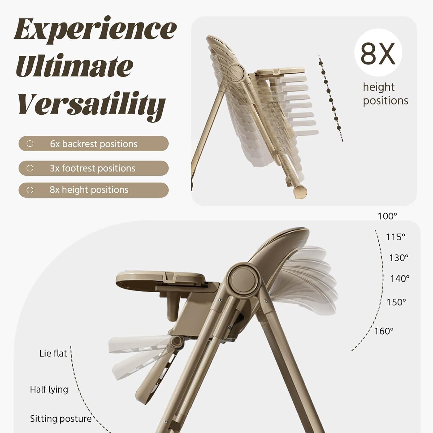 Baby Rocking Swing Dining High Chair – Brown