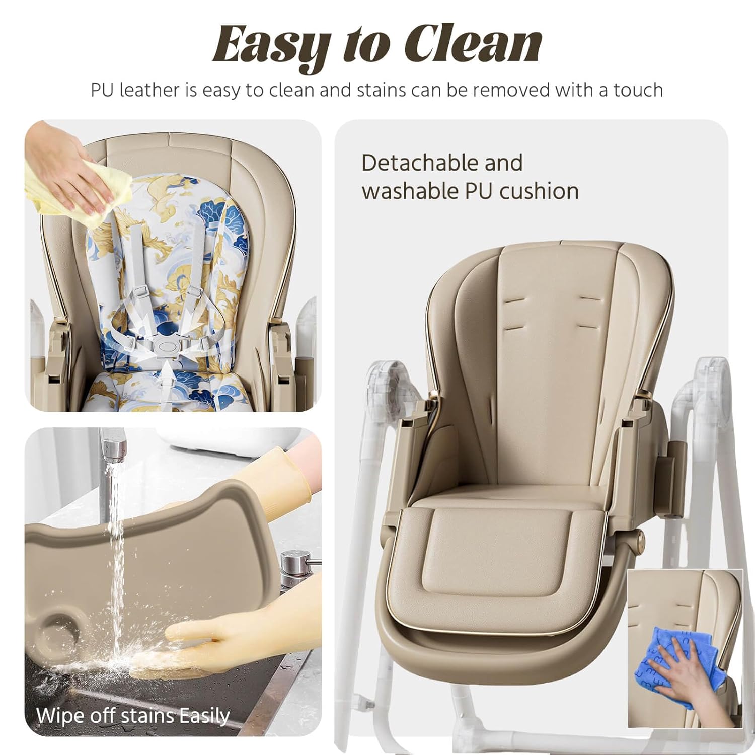 Baby Rocking Swing Dining High Chair – Brown