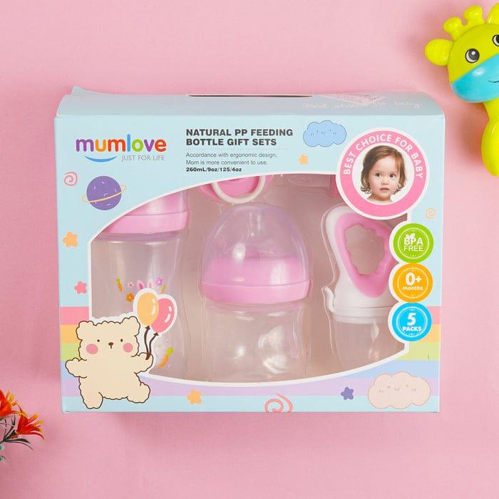 Imported Baby Feeding Bottle Starter Set – Mum Love, Pack of 5 for Newborns