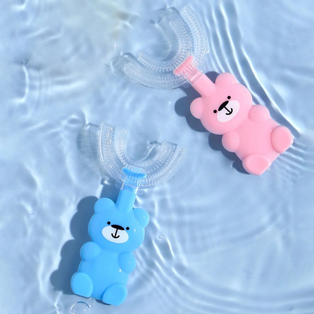 Bear Hug Kids U-Shaped Toothbrush | 360° Food-Grade Silicone | Fun Bear Design for Ages 2–6