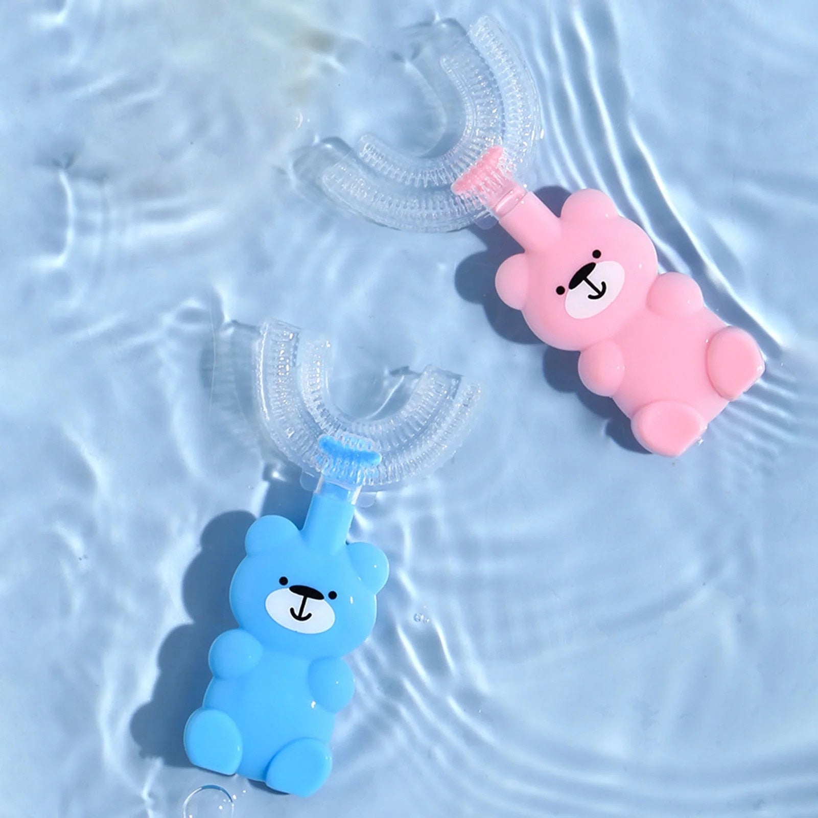 Bear Hug Kids U-Shaped Toothbrush | 360° Food-Grade Silicone | Fun Bear Design for Ages 2–6