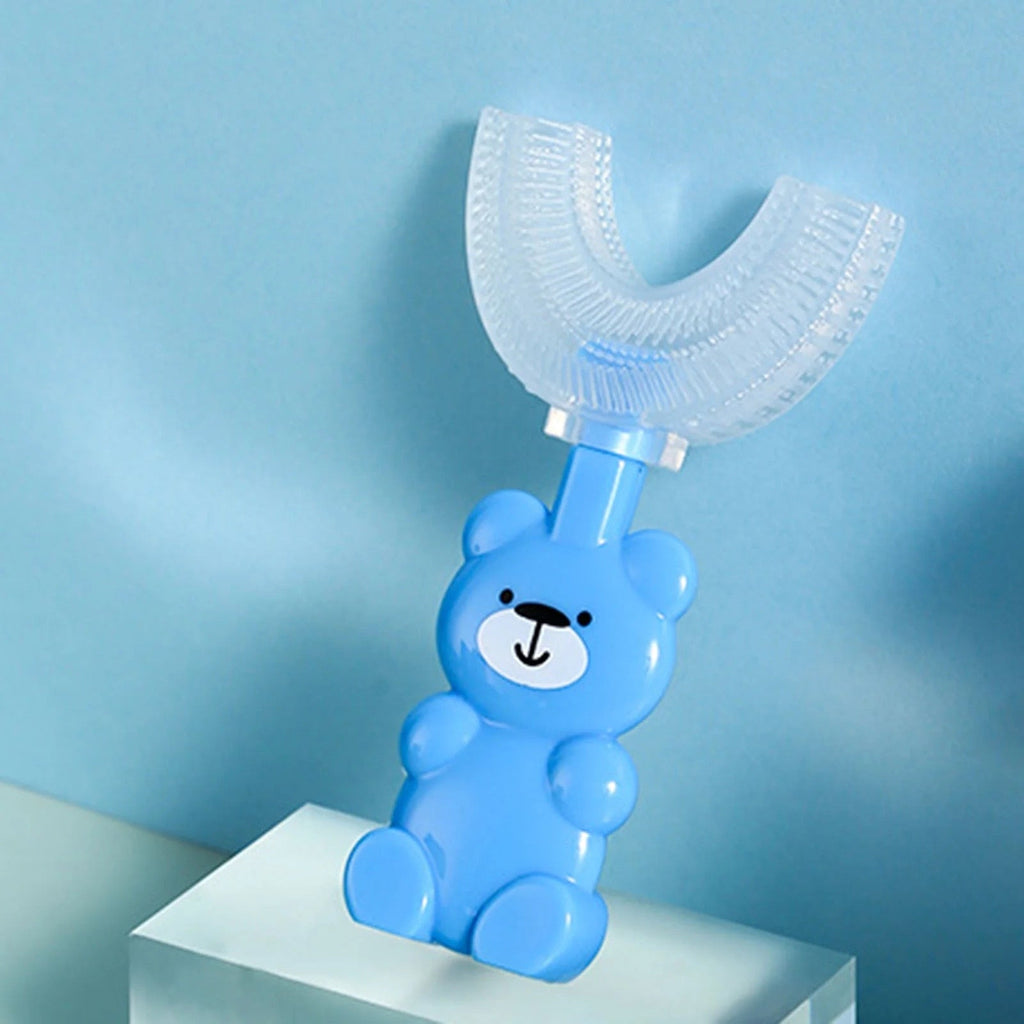 Bear Hug Kids U-Shaped Toothbrush | 360° Food-Grade Silicone | Fun Bear Design for Ages 2–6